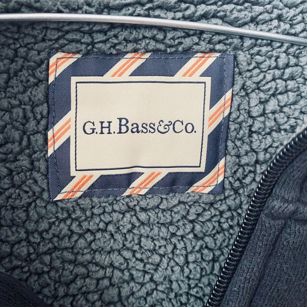 GH Bass & Co sz L Mens Black Full Zip Fleece Lined Jacket Sherpa Collar Outddoor